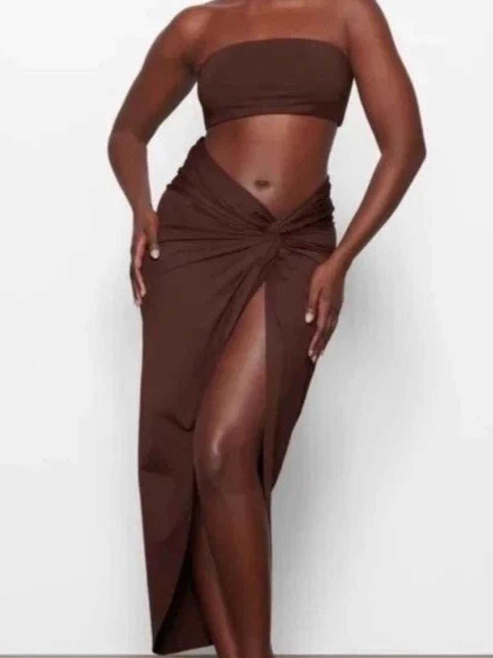 SKIMS Swim Sarong Skirt in Cocoa